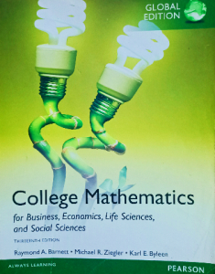 College mathematics for business, economics,life sciences and social sciences