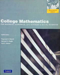 College mathematics for business, economics,life sciences and social sciences