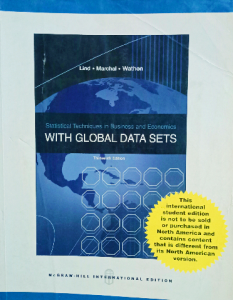 Statistical techniques in business and economics With global data sets