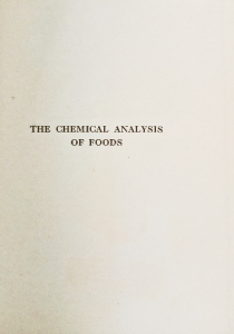 The chemical analysis of foods