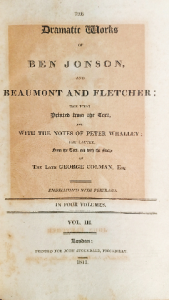 Ben jonson and beaumont and fletcher dramatic works