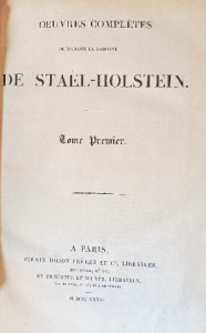 oeuvres complétes De stael holstein
