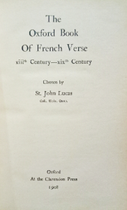The Oxford book of french verse xiiith century xixth century