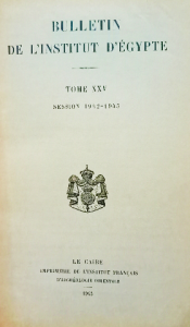 Bulletin de l'institut d'egypte tome xxv
