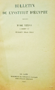 Bulletin de l'institut d'egypte tome xxxvii